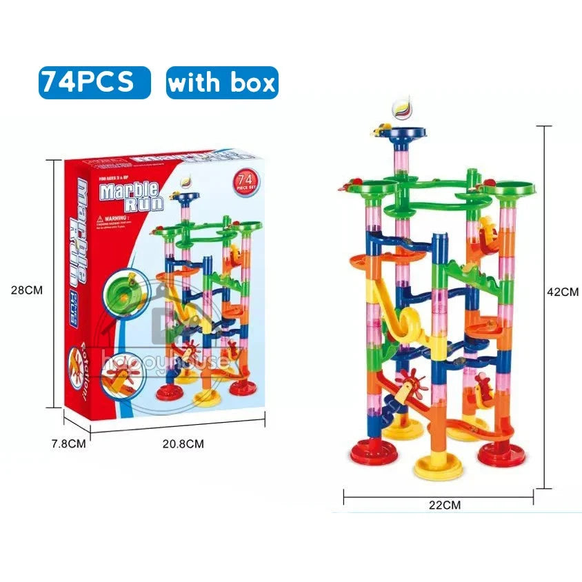 Marble Run Race Track Building Blocks – 3D Maze Ball Roll Toy | 50–232 Pieces | STEM DIY Coaster Set | Kids Birthday Christmas Gift