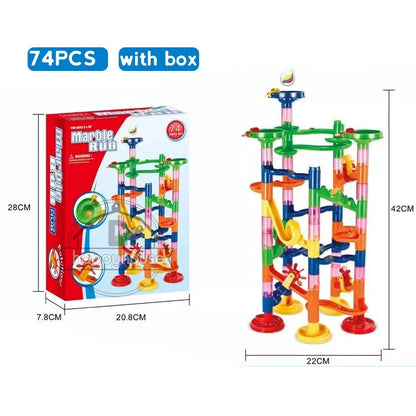 Marble Run Race Track Building Blocks – 3D Maze Ball Roll Toy | 50–232 Pieces | STEM DIY Coaster Set | Kids Birthday Christmas Gift