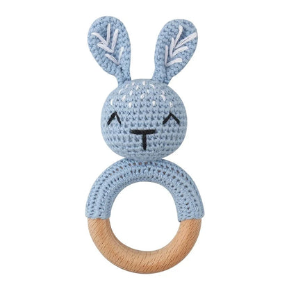 Baby Wooden Teether Crochet Rattle Toy – BPA Free | 38 Animal Designs | Newborn Infant Sensory Toy | Baby Shower Gift