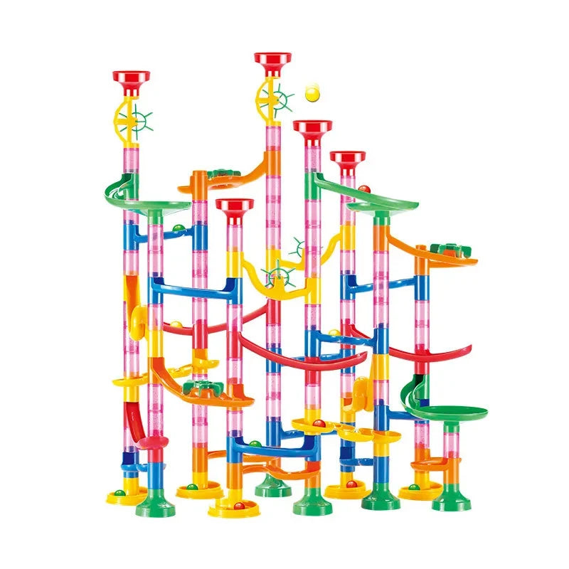 Marble Run Race Track Building Blocks – 3D Maze Ball Roll Toy | 50–232 Pieces | STEM DIY Coaster Set | Kids Birthday Christmas Gift