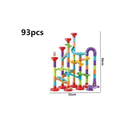 Marble Run Race Track Building Blocks – 3D Maze Ball Roll Toy | 50–232 Pieces | STEM DIY Coaster Set | Kids Birthday Christmas Gift