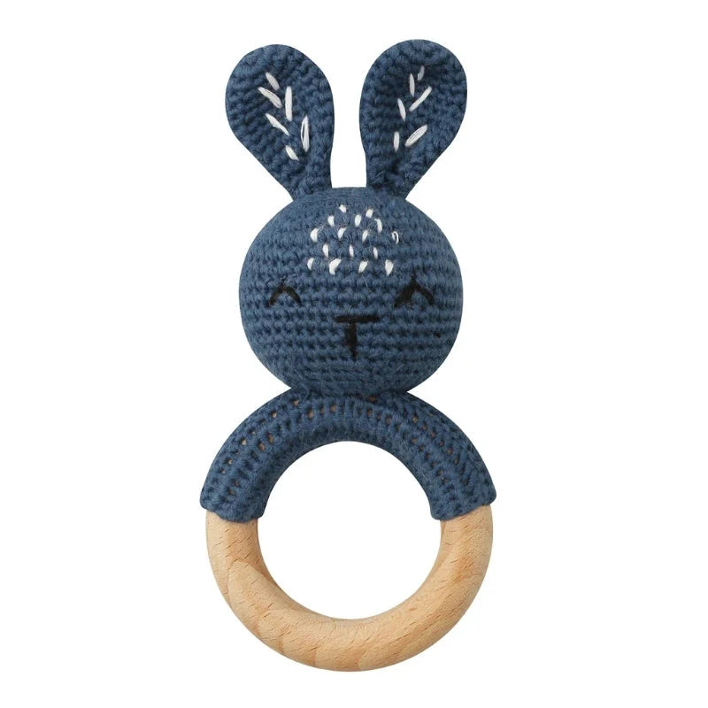 Baby Wooden Teether Crochet Rattle Toy – BPA Free | 38 Animal Designs | Newborn Infant Sensory Toy | Baby Shower Gift