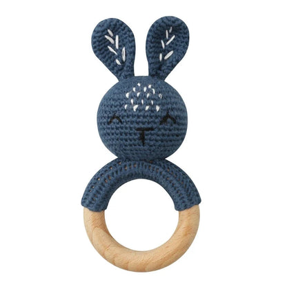 Baby Wooden Teether Crochet Rattle Toy – BPA Free | 38 Animal Designs | Newborn Infant Sensory Toy | Baby Shower Gift