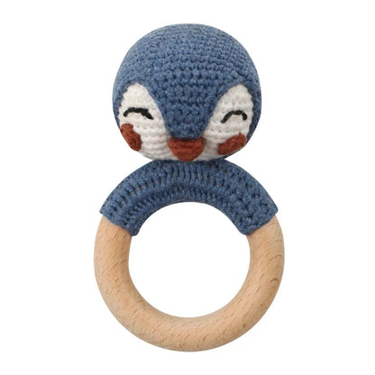 Baby Wooden Teether Crochet Rattle Toy – BPA Free | 38 Animal Designs | Newborn Infant Sensory Toy | Baby Shower Gift