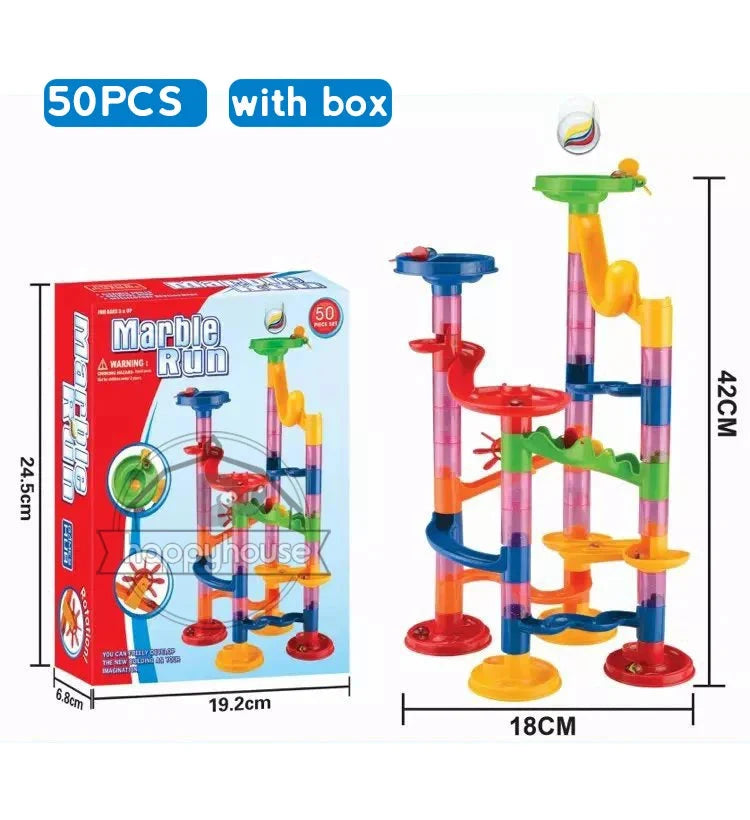 Marble Run Race Track Building Blocks – 3D Maze Ball Roll Toy | 50–232 Pieces | STEM DIY Coaster Set | Kids Birthday Christmas Gift