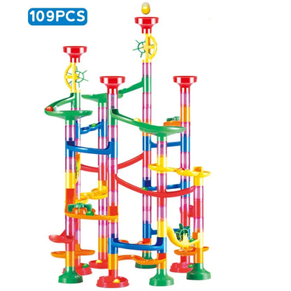 Marble Run Race Track Building Blocks – 3D Maze Ball Roll Toy | 50–232 Pieces | STEM DIY Coaster Set | Kids Birthday Christmas Gift