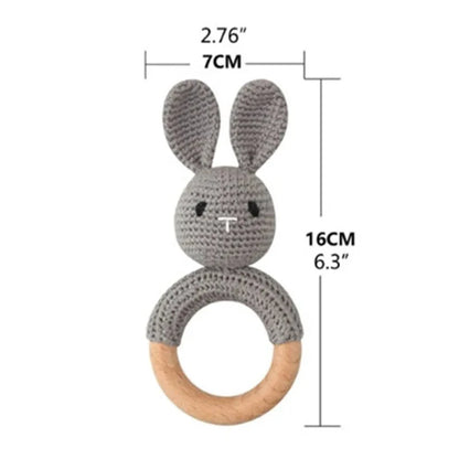 Baby Wooden Teether Crochet Rattle Toy – BPA Free | 38 Animal Designs | Newborn Infant Sensory Toy | Baby Shower Gift