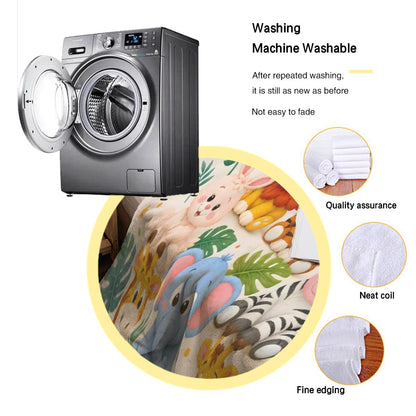 Personalized safari name blanket with machine-wash icon, fine edging and quality assurance