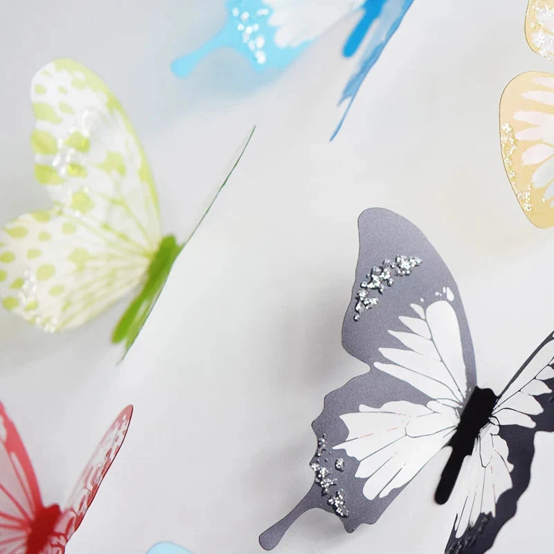 3D Butterfly Wall Stickers – 18-Piece Peel & Stick Decals | Rainbow Monarch or Crystal Transparent Wings | Bedroom, Nursery, Garden & Wedding Decor