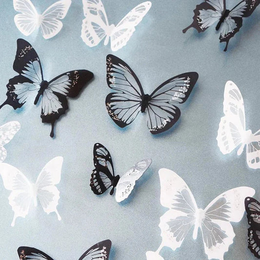 3D Butterfly Wall Stickers – 18-Piece Peel & Stick Decals | Rainbow Monarch or Crystal Transparent Wings | Bedroom, Nursery, Garden & Wedding Decor
