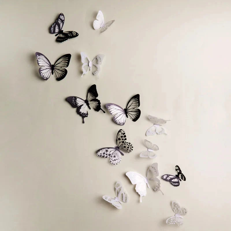 3D Butterfly Wall Stickers – 18-Piece Peel & Stick Decals | Rainbow Monarch or Crystal Transparent Wings | Bedroom, Nursery, Garden & Wedding Decor