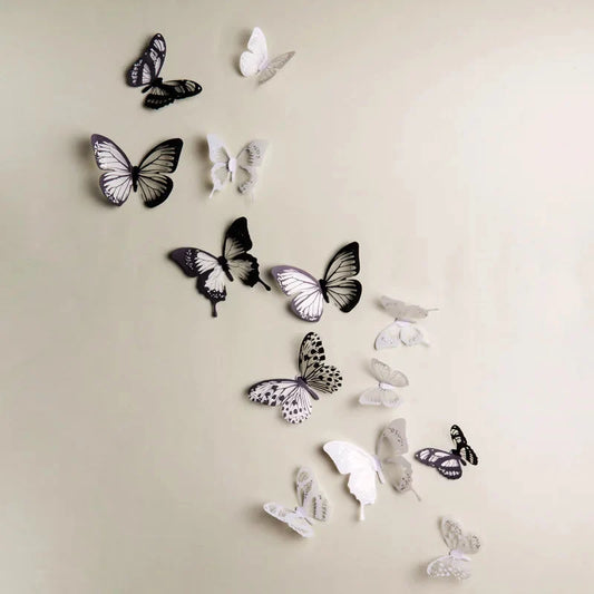 3D Butterfly Wall Stickers – 18-Piece Peel & Stick Decals | Rainbow Monarch or Crystal Transparent Wings | Bedroom, Nursery, Garden & Wedding Decor
