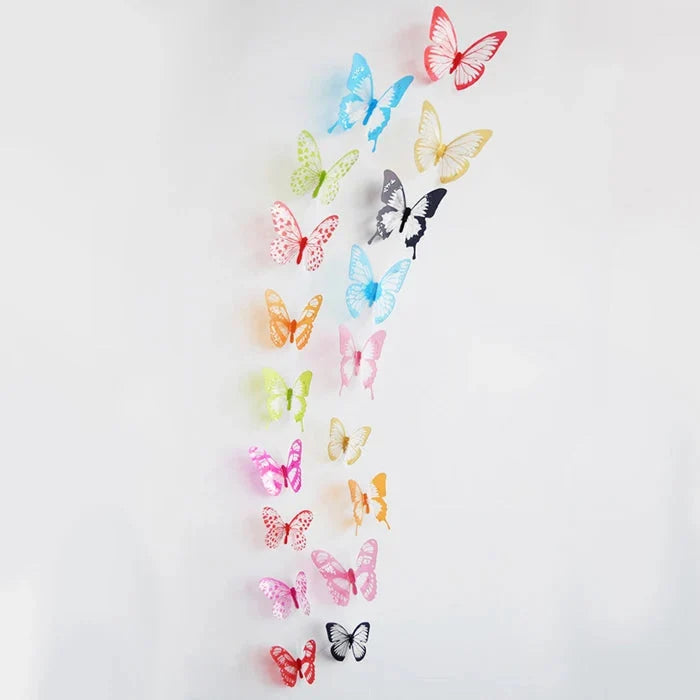 3D Butterfly Wall Stickers – 18-Piece Peel & Stick Decals | Rainbow Monarch or Crystal Transparent Wings | Bedroom, Nursery, Garden & Wedding Decor