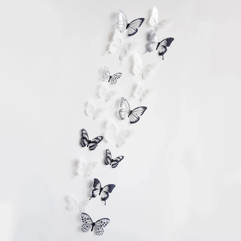 3D Butterfly Wall Stickers – 18-Piece Peel & Stick Decals | Rainbow Monarch or Crystal Transparent Wings | Bedroom, Nursery, Garden & Wedding Decor
