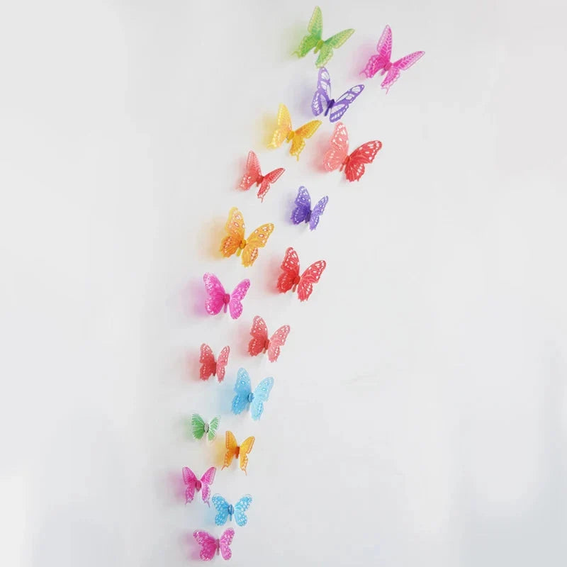 3D Butterfly Wall Stickers – 18-Piece Peel & Stick Decals | Rainbow Monarch or Crystal Transparent Wings | Bedroom, Nursery, Garden & Wedding Decor