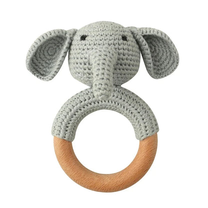 Baby Wooden Teether Crochet Rattle Toy – BPA Free | 38 Animal Designs | Newborn Infant Sensory Toy | Baby Shower Gift