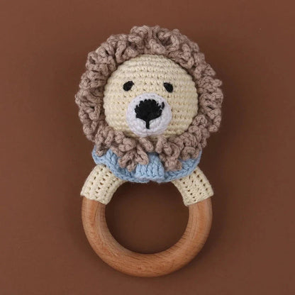 Baby Wooden Teether Crochet Rattle Toy – BPA Free | 38 Animal Designs | Newborn Infant Sensory Toy | Baby Shower Gift