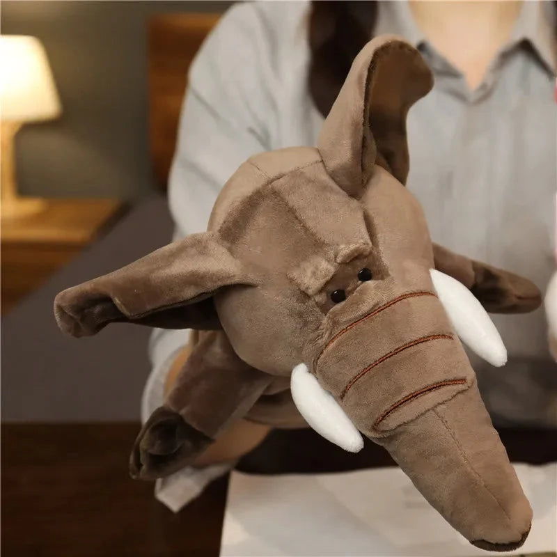Stuffed kangaroo finger puppet with long ears and soft plush body