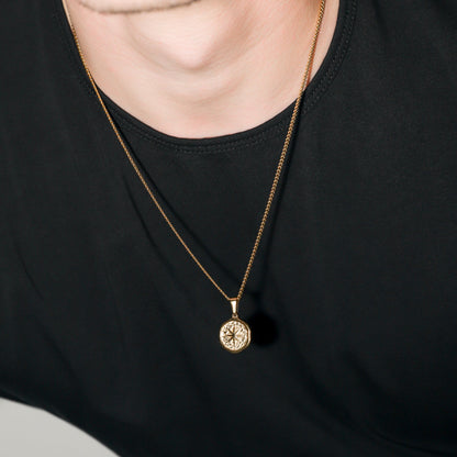 Small Hammered Compass Necklace | 16.5 mm North Star Pendant
