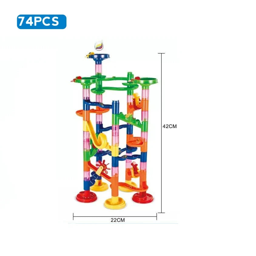 Marble Run Race Track Building Blocks – 3D Maze Ball Roll Toy | 50–232 Pieces | STEM DIY Coaster Set | Kids Birthday Christmas Gift