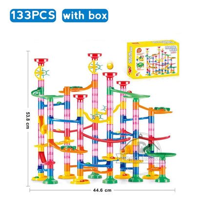 Marble Run Race Track Building Blocks – 3D Maze Ball Roll Toy | 50–232 Pieces | STEM DIY Coaster Set | Kids Birthday Christmas Gift