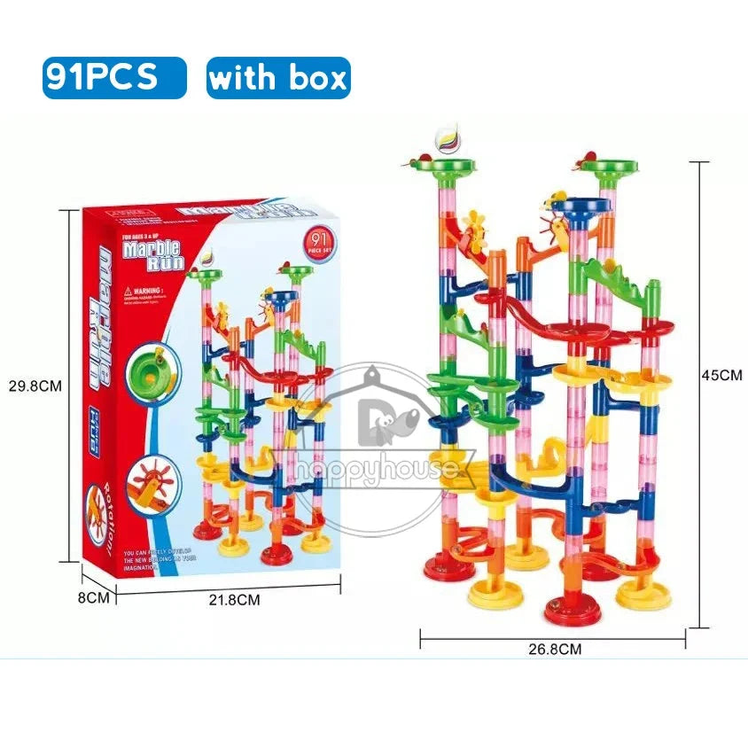 Marble Run Race Track Building Blocks – 3D Maze Ball Roll Toy | 50–232 Pieces | STEM DIY Coaster Set | Kids Birthday Christmas Gift