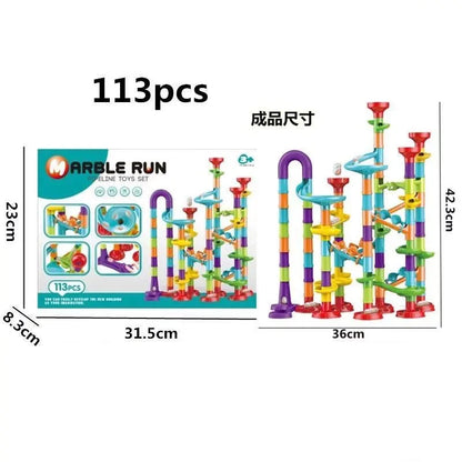 Marble Run Race Track Building Blocks – 3D Maze Ball Roll Toy | 50–232 Pieces | STEM DIY Coaster Set | Kids Birthday Christmas Gift