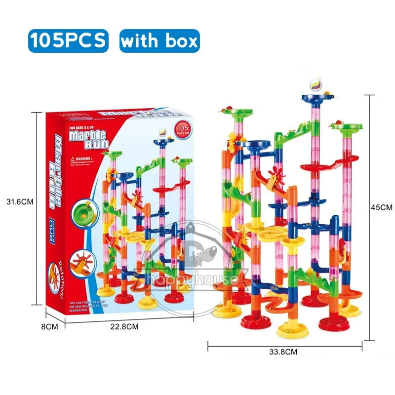 Marble Run Race Track Building Blocks – 3D Maze Ball Roll Toy | 50–232 Pieces | STEM DIY Coaster Set | Kids Birthday Christmas Gift