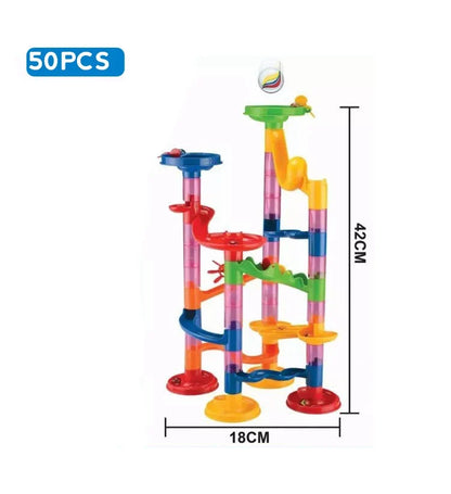 Marble Run Race Track Building Blocks – 3D Maze Ball Roll Toy | 50–232 Pieces | STEM DIY Coaster Set | Kids Birthday Christmas Gift