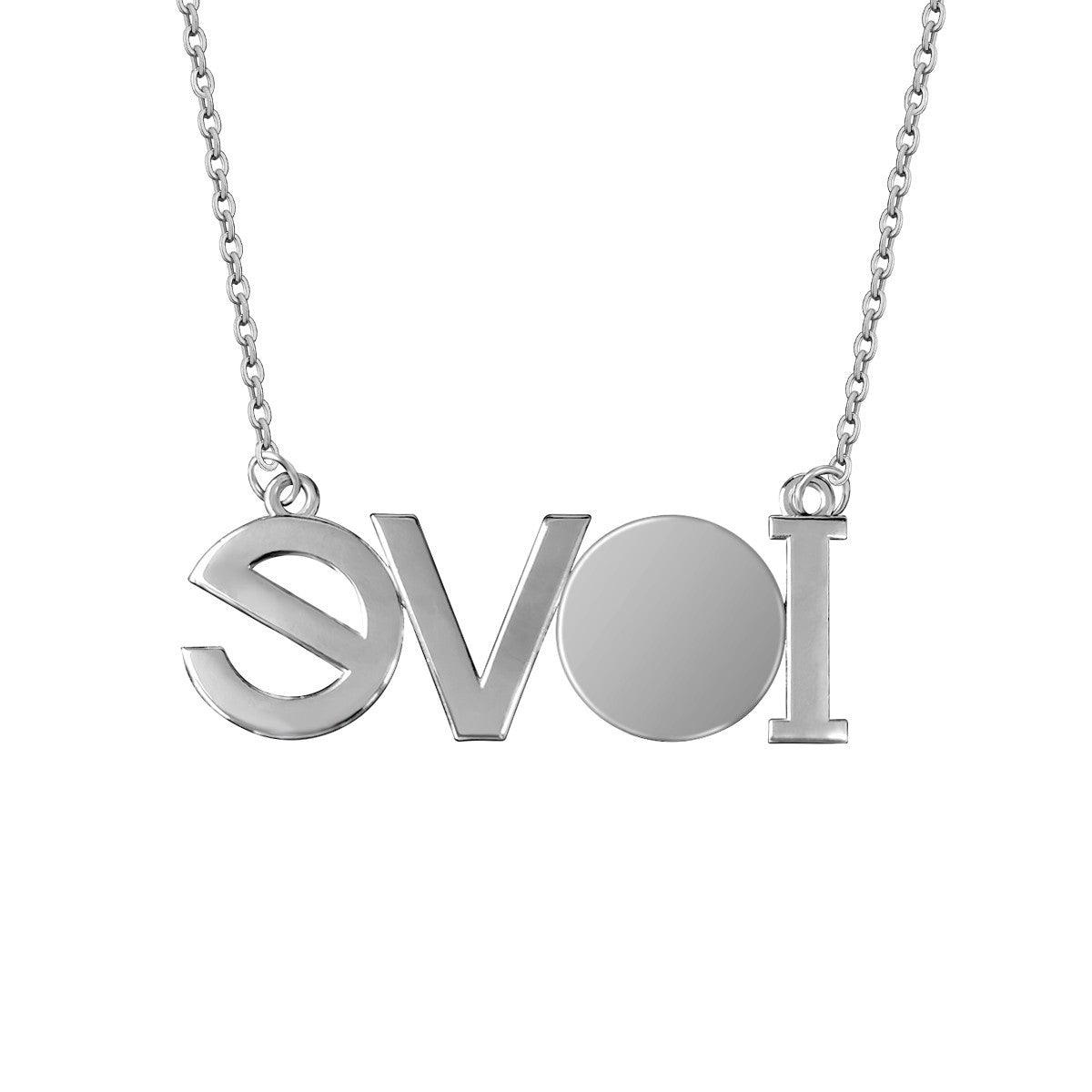 Silver LOVE photo pendant necklace with large LOVE letters and round photo locket
