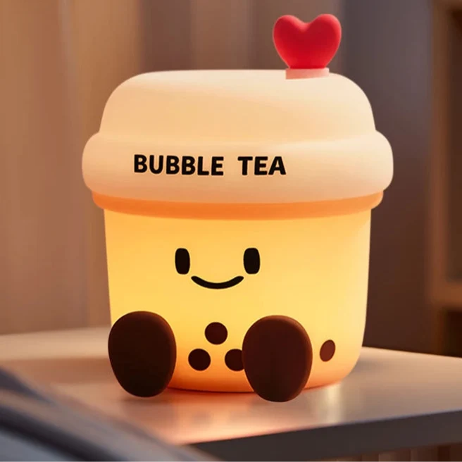 Kawaii Bubble Tea Night Light – Cute LED Boba Lamp | USB Rechargeable | Desk & Bedroom Decor