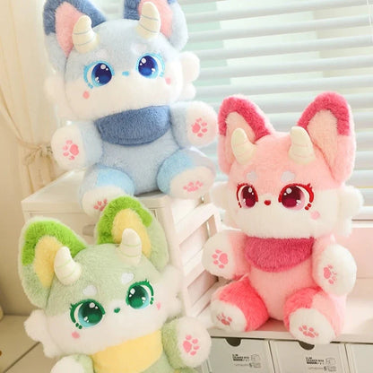 Kawaii Pastel Fantasy Fox Plushie – Soft Fairytale Stuffed Animal | 35cm & 50cm