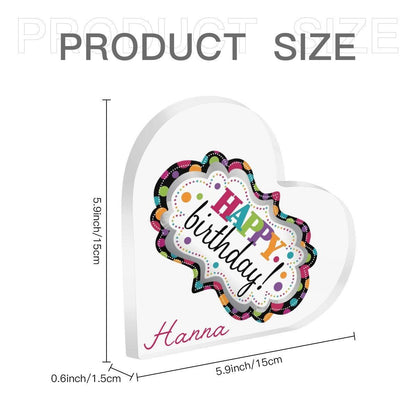 Heart-shaped acrylic ornament size diagram, 5.9 in (15 cm) width