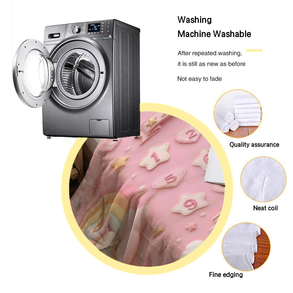 Front-load washing machine with open door and digital control panel