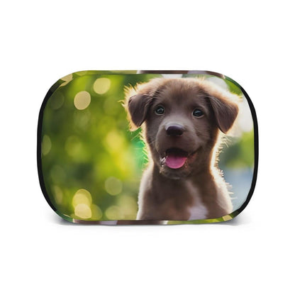 Oval insulated lunch tote bag with puppy photo print