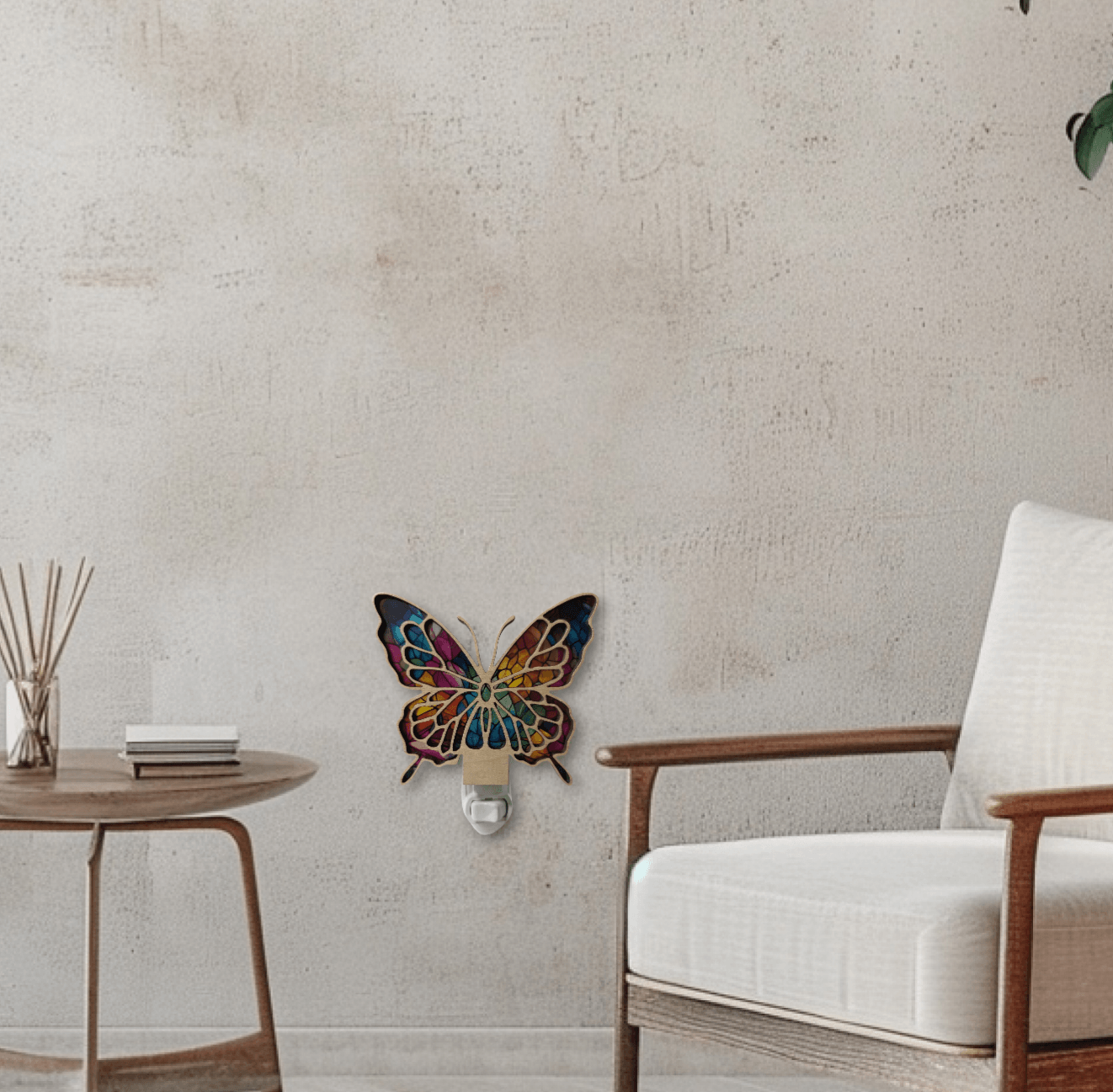 Butterfly wood LED night light small butterfly wall fixture with warm light