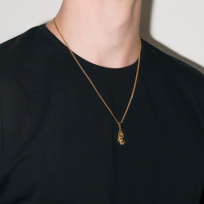 Praying Hands Pendant Necklace | 316L Steel, 20.8-Inch Curb Chain