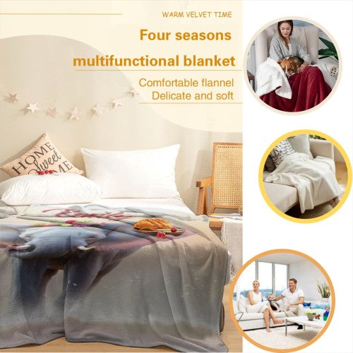 Multifunctional personalized elephant blanket graphic with 'Emily' elephant print