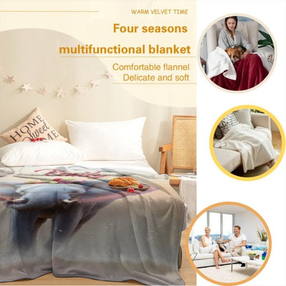 Multifunctional personalized elephant blanket graphic with 'Emily' elephant print