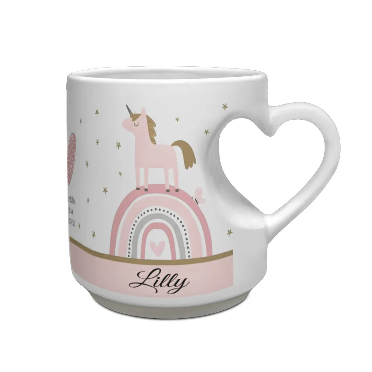 Unicorn Mug - Personalized Unicorn Cup with Heart Shaped Handle & Custom Name - Dream Dragons