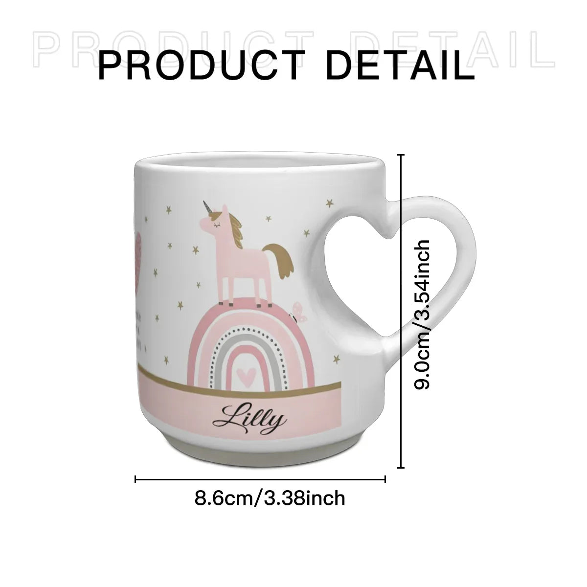 Unicorn Mug - Personalized Unicorn Cup with Heart Shaped Handle & Custom Name - Dream Dragons