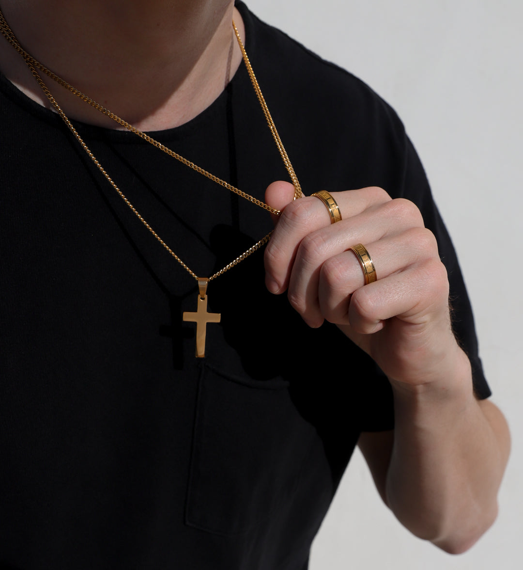 Roman Numeral Ring | 6 mm 316L Steel Band, 18K Gold PVD