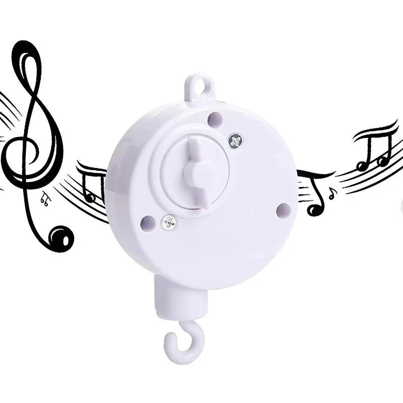 Baby Crib Mobile & Music Box – Rotating Crochet Animal Mobile, Music Motor & Wooden Arm | Nursery Soothing Toy | 0–12 Months Baby Gift