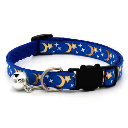 Cat Collar with Bell – Adjustable Star & Moon Pet Necklace