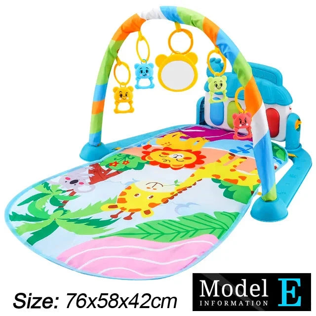 Baby Play Gym with Music & Piano Mat – Kick-Activated Piano | Hanging Toys | Tummy Time Mat | 0–36 Months | Baby Shower Gift