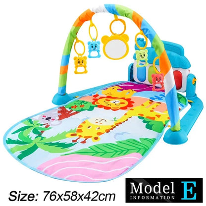 Baby Play Gym with Music & Piano Mat – Kick-Activated Piano | Hanging Toys | Tummy Time Mat | 0–36 Months | Baby Shower Gift