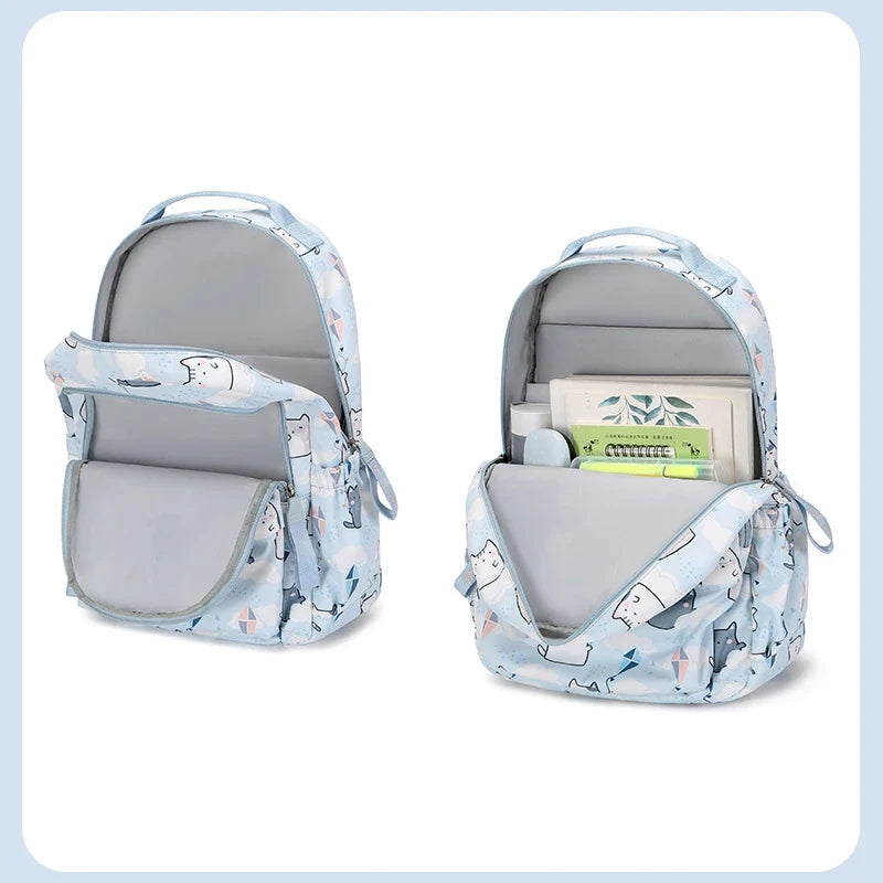 Kawaii Cats with Kites Backpack – Waterproof Polyester Bag | Medium & Large Sizes