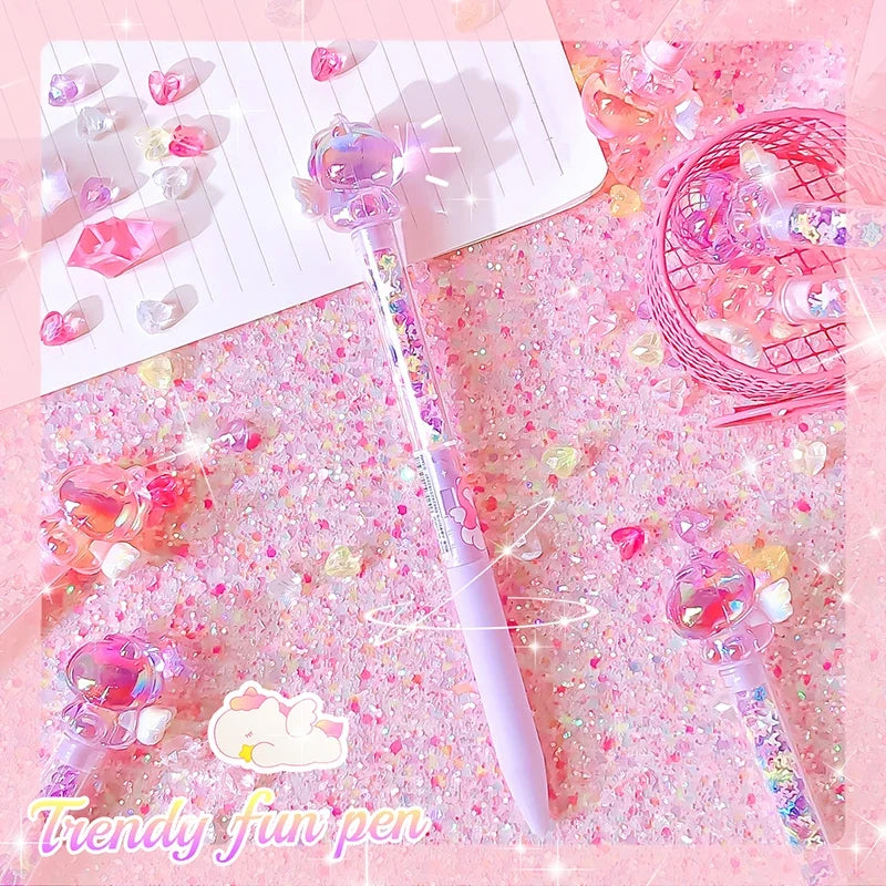 Kawaii Unicorn Friend Gel Pen – 0.5mm Black Gel Ink Pen with Unicorn Topper | Pink & Purple | Kawaii Stationery Gift