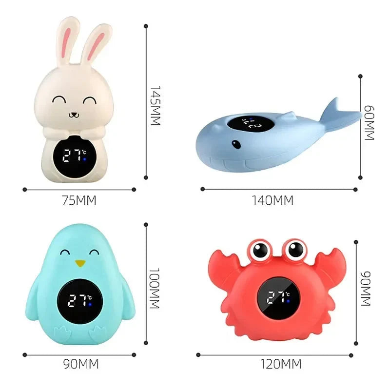 Baby Bath Thermometer Floating Animal – Digital LED Display | Penguin, Whale, Bunny, Crab | Waterproof Bath Toy | Newborn Baby Shower Gift