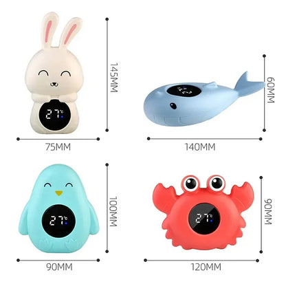 Baby Bath Thermometer Floating Animal – Digital LED Display | Penguin, Whale, Bunny, Crab | Waterproof Bath Toy | Newborn Baby Shower Gift